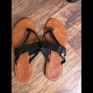 Stylish Black and Tan Sandals